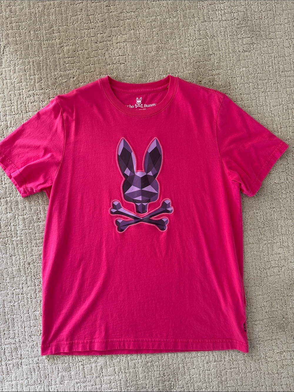 Psycho Bunny Hot Pink Geometric Bunny Skull Tee • Men size medium (5)